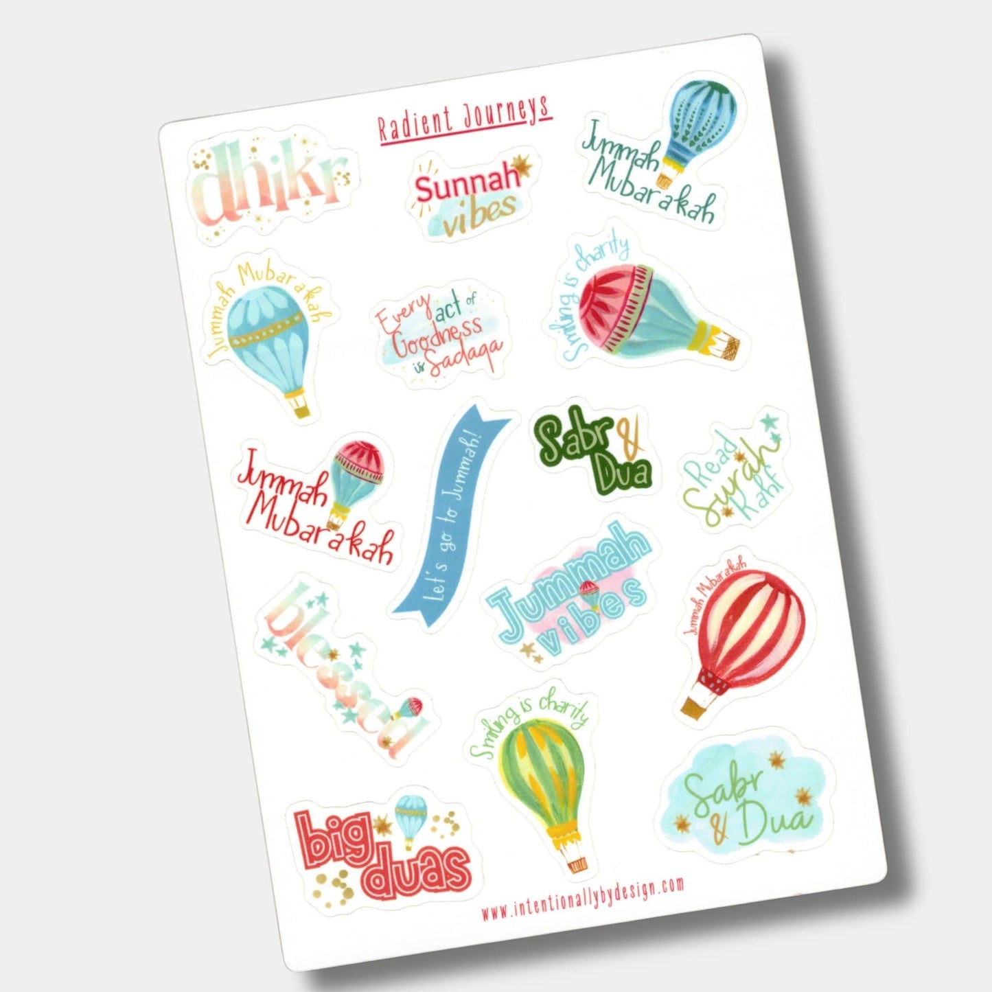 Five Minute Jummah Journal Sticker Sheet for Kids Hot Air Balloons